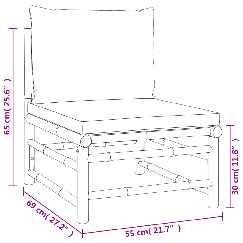 11pcs conj. lounge jardim bambu almofadões cinzento-acastanhado - Image 8