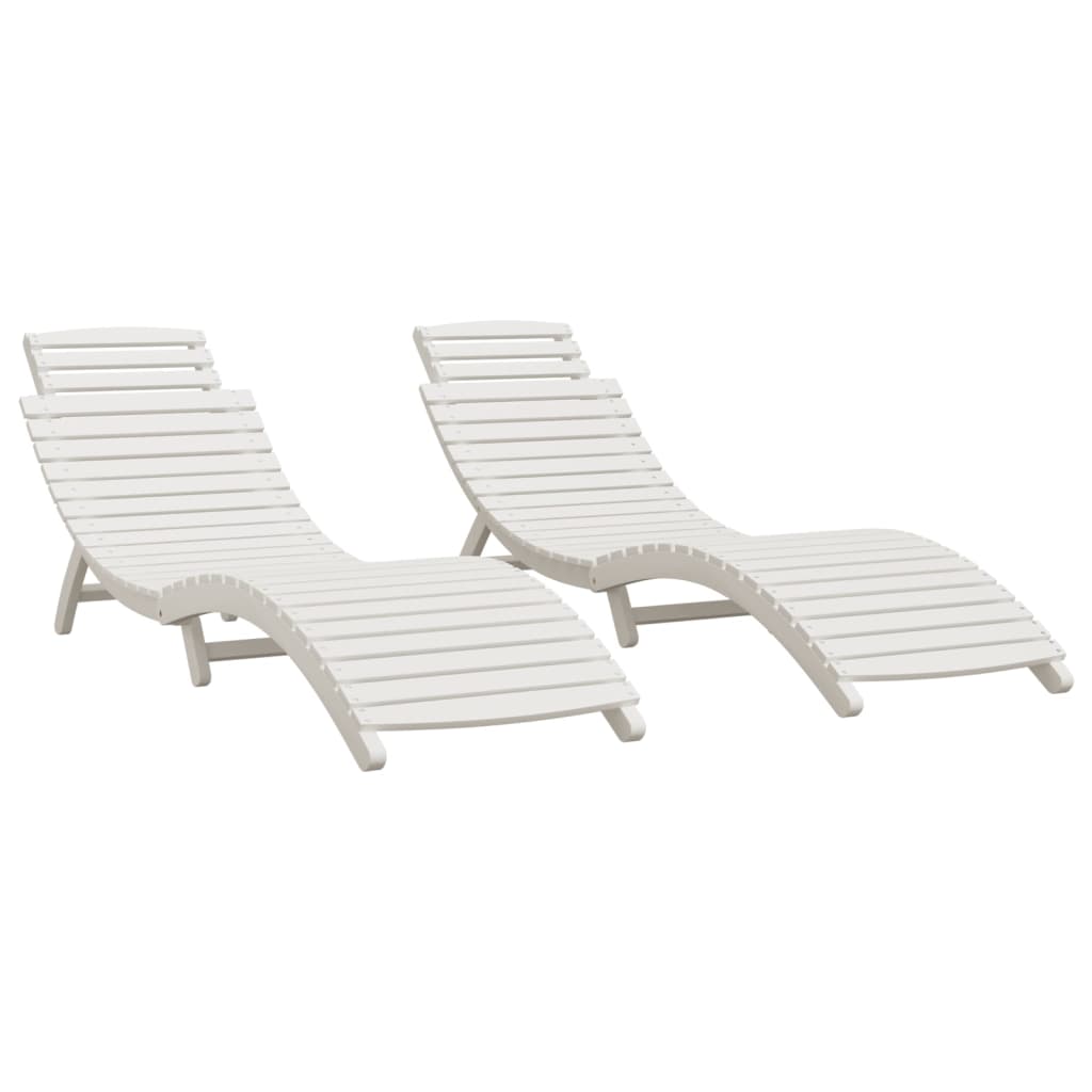 Espreguiçadeiras 2 pcs 184x55x64 cm acácia maciça branco - Image 2