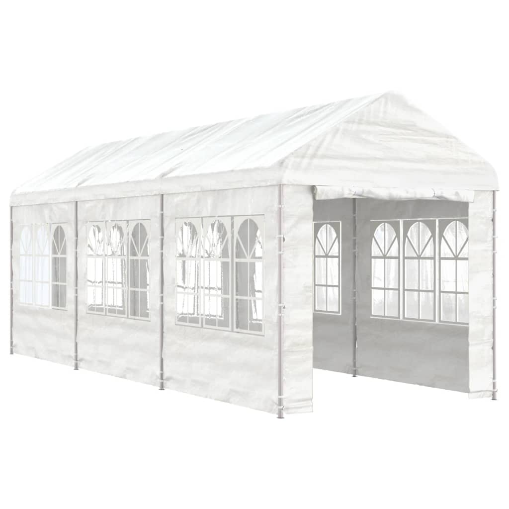 Gazebo com telhado 6,69x2,28x2,69 m polietileno branco - Image 2