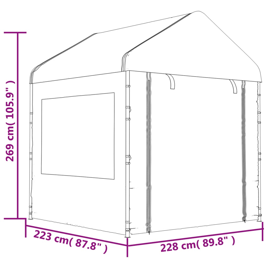 Gazebo com telhado 6,69x2,28x2,69 m polietileno branco - Image 8