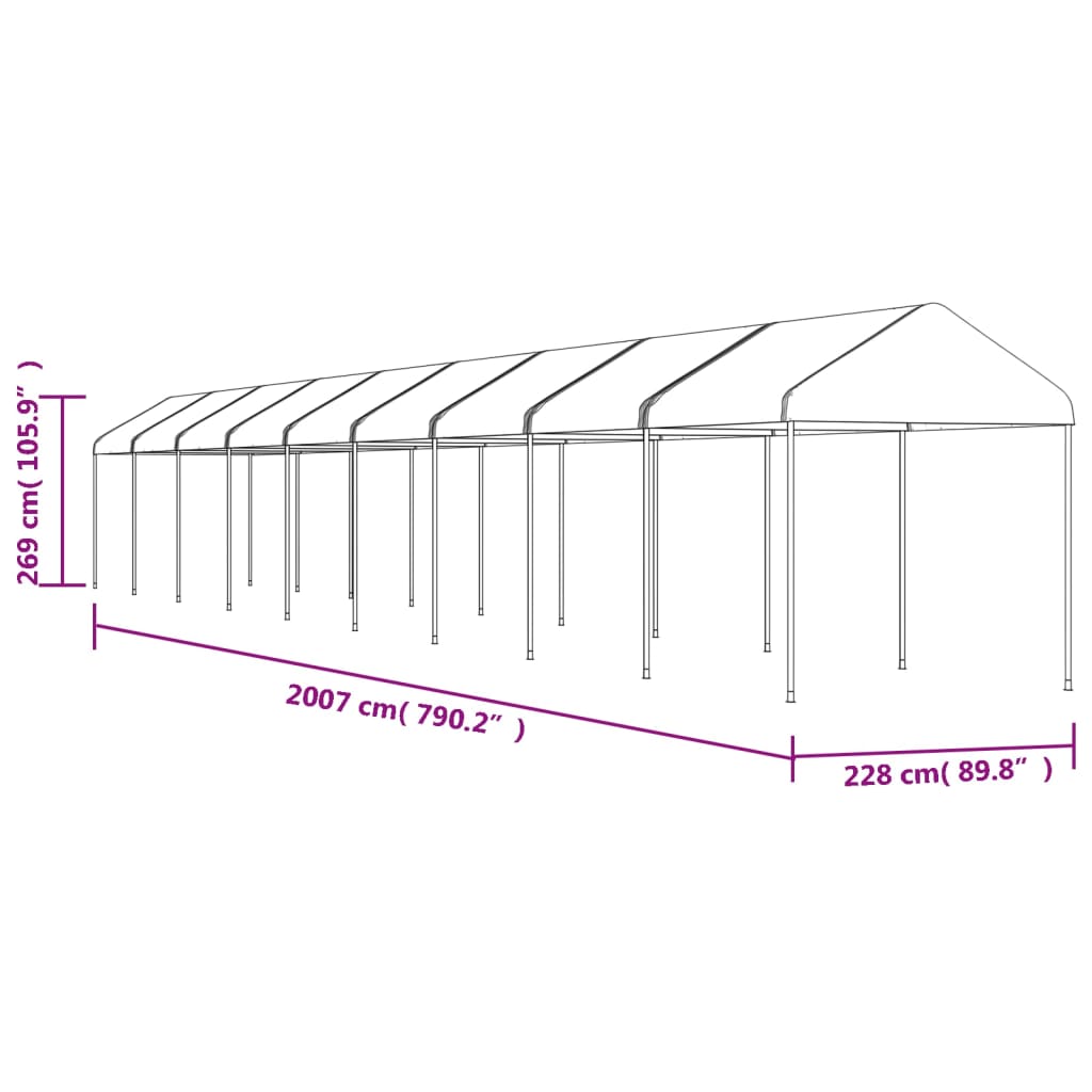 Gazebo com telhado 20,07x2,28x2,69 m polietileno branco - Image 5