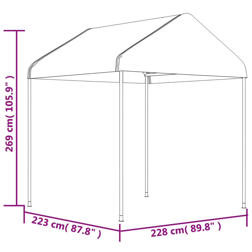 Gazebo com telhado 20,07x2,28x2,69 m polietileno branco - Image 6