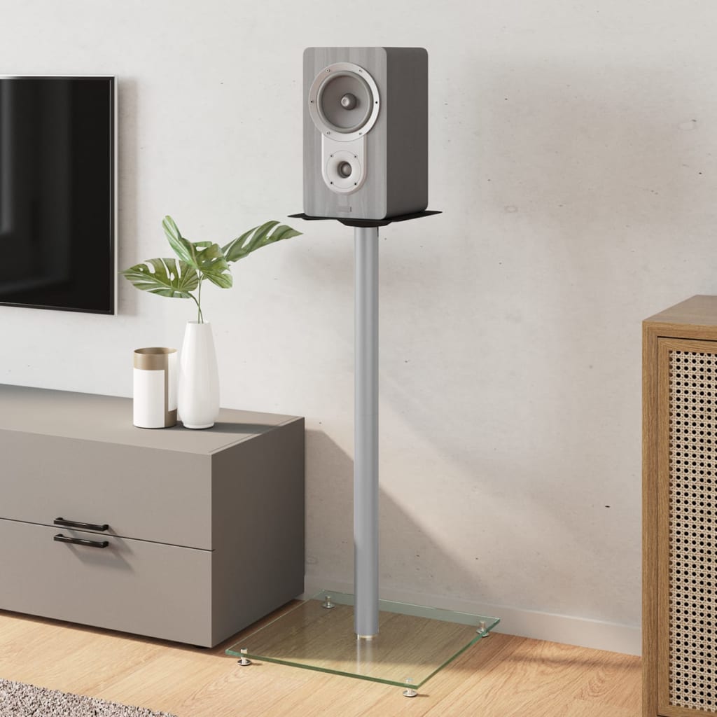 Suportes colunas 2 pcs vidro temperado design 1 pilar prateado - Image 2