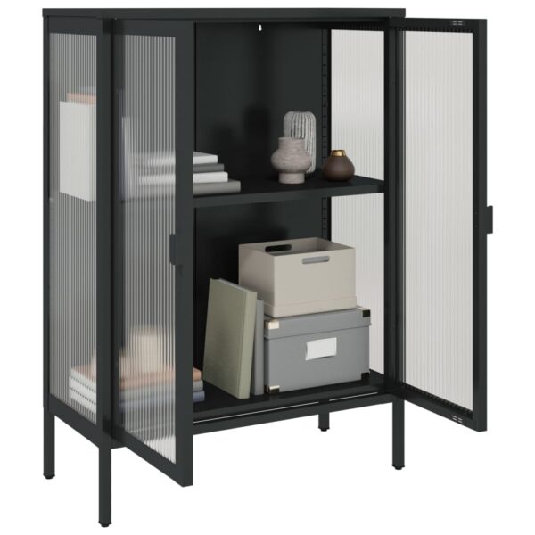 Aparador 75x35x105 cm vidro e aço preto - Image 4