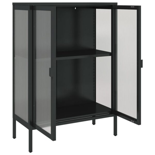 Aparador 75x35x105 cm vidro e aço preto - Image 7