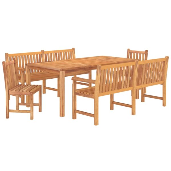 5 pcs conjunto de jantar p/ jardim madeira de teca maciça - Image 2