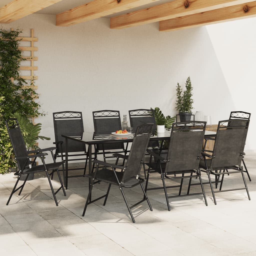 Cadeiras de jardim dobráveis 8 pcs aço/textilene cinza mesclado - Image 3