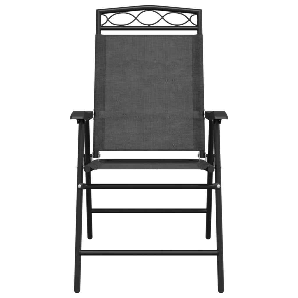 Cadeiras de jardim dobráveis 8 pcs aço/textilene cinza mesclado - Image 4