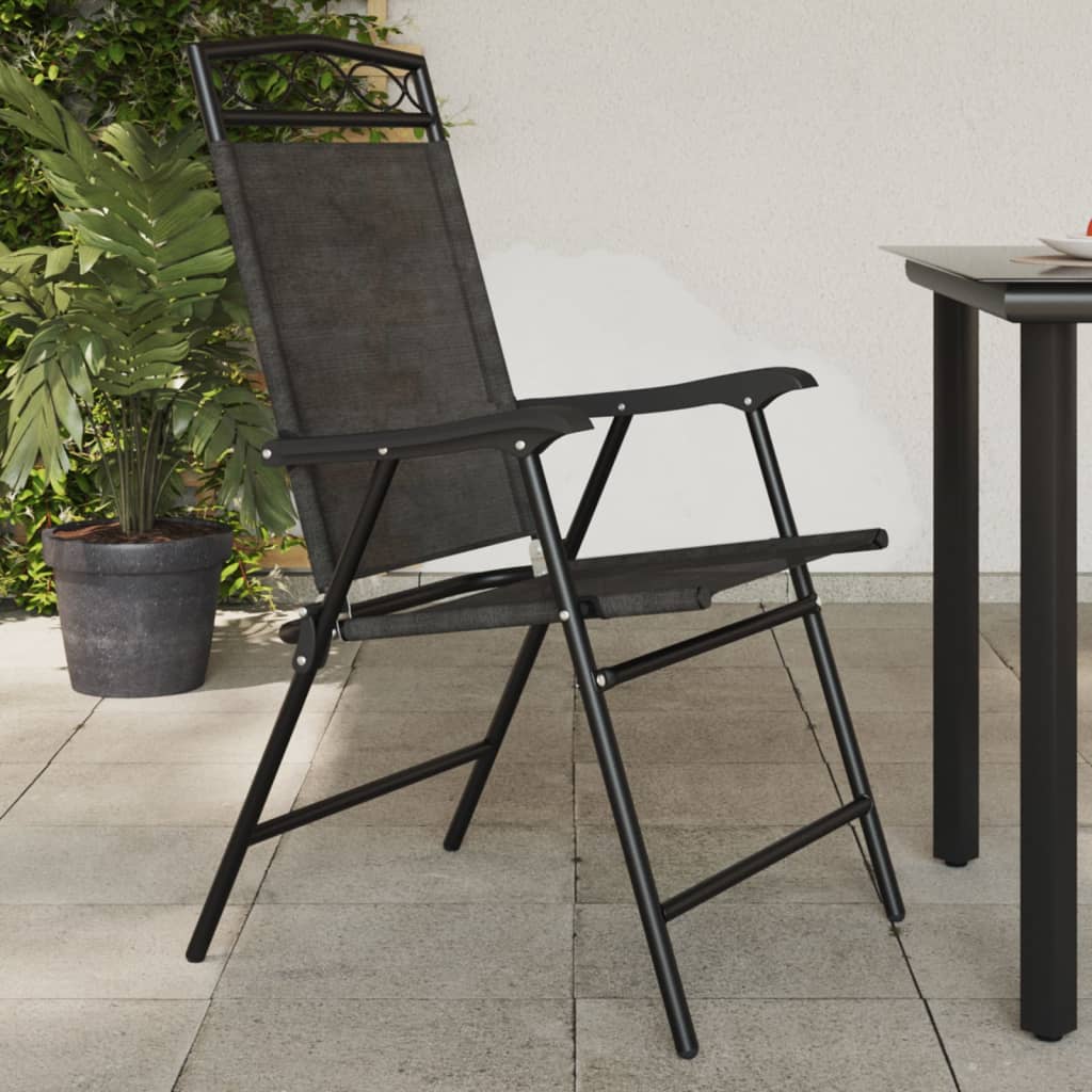 Cadeiras de jardim dobráveis 8 pcs aço/textilene cinza mesclado