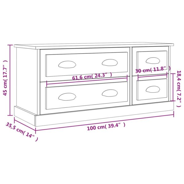 Móvel de TV 100x35,5x45 cm derivados madeira branco brilhante - Image 9