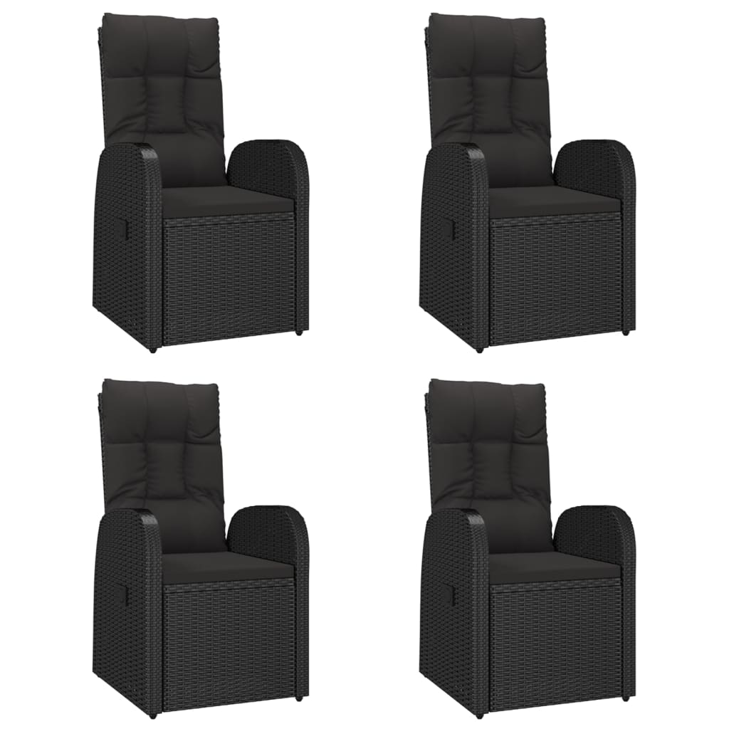 5 pcs conjunto de jantar p/ jardim c/ almofadões vime PE preto - Image 3