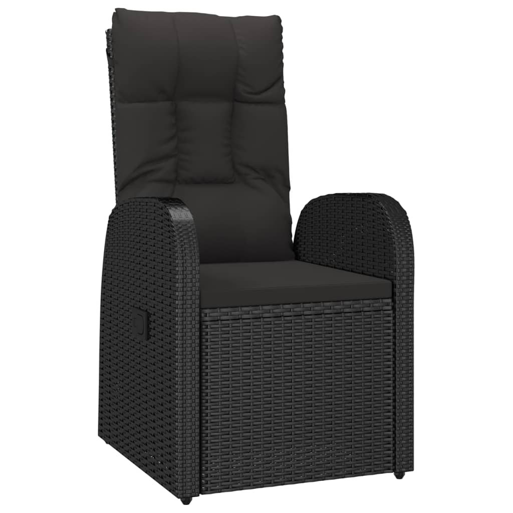 5 pcs conjunto de jantar p/ jardim c/ almofadões vime PE preto - Image 4