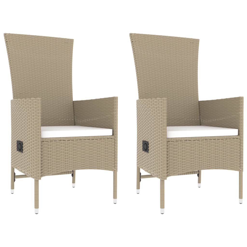 3 pcs conjunto lounge para jardim vime PE e aço bege - Image 3