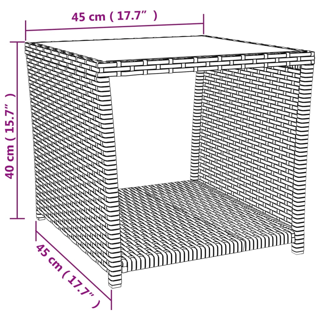 3 pcs conjunto lounge para jardim vime PE e aço bege - Image 6