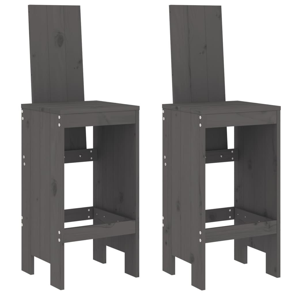 3 pcs conjunto de bar para jardim pinho maciço cinzento - Image 2
