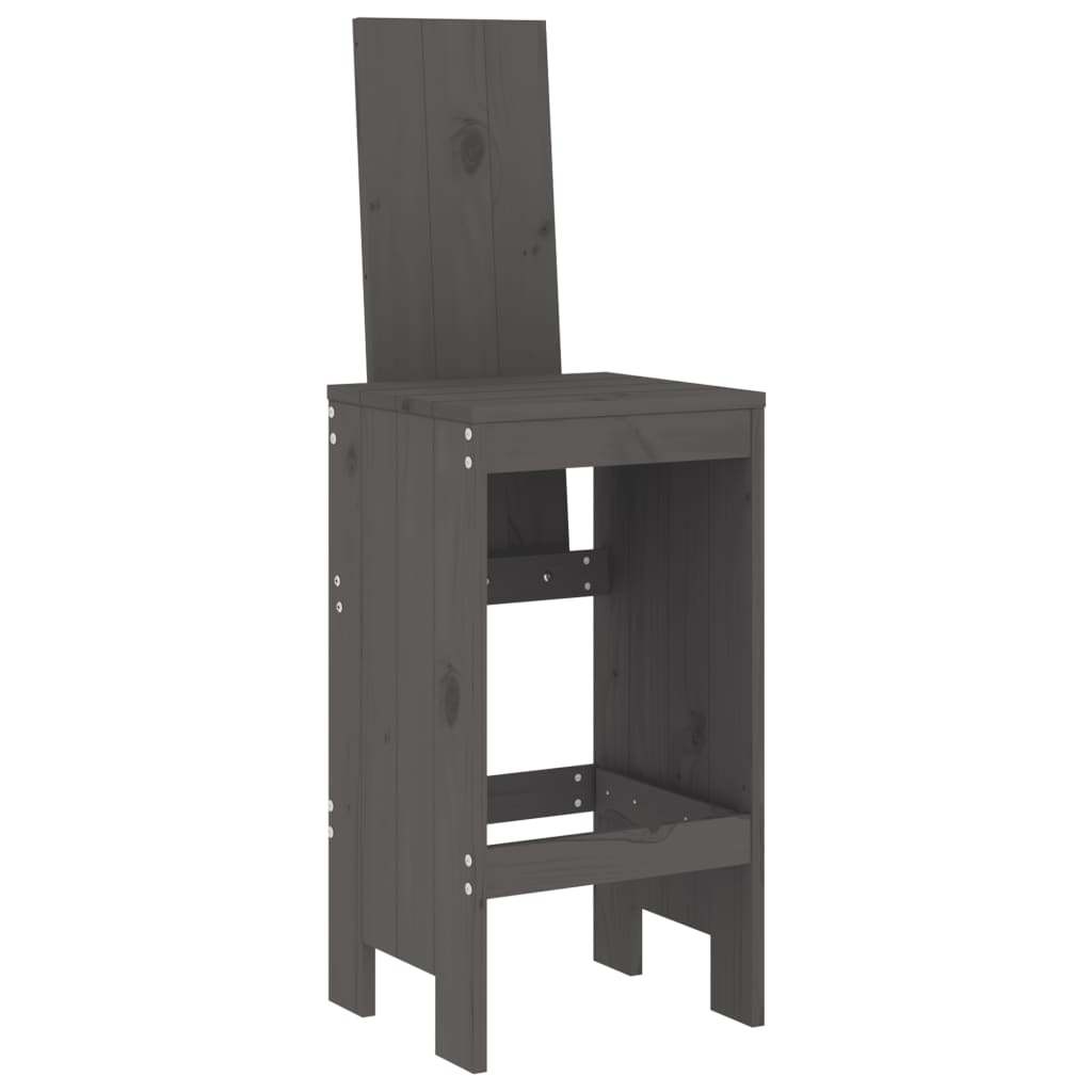 3 pcs conjunto de bar para jardim pinho maciço cinzento - Image 3