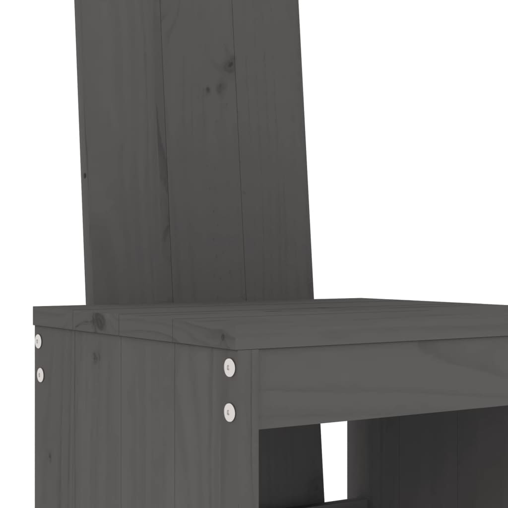 3 pcs conjunto de bar para jardim pinho maciço cinzento - Image 4