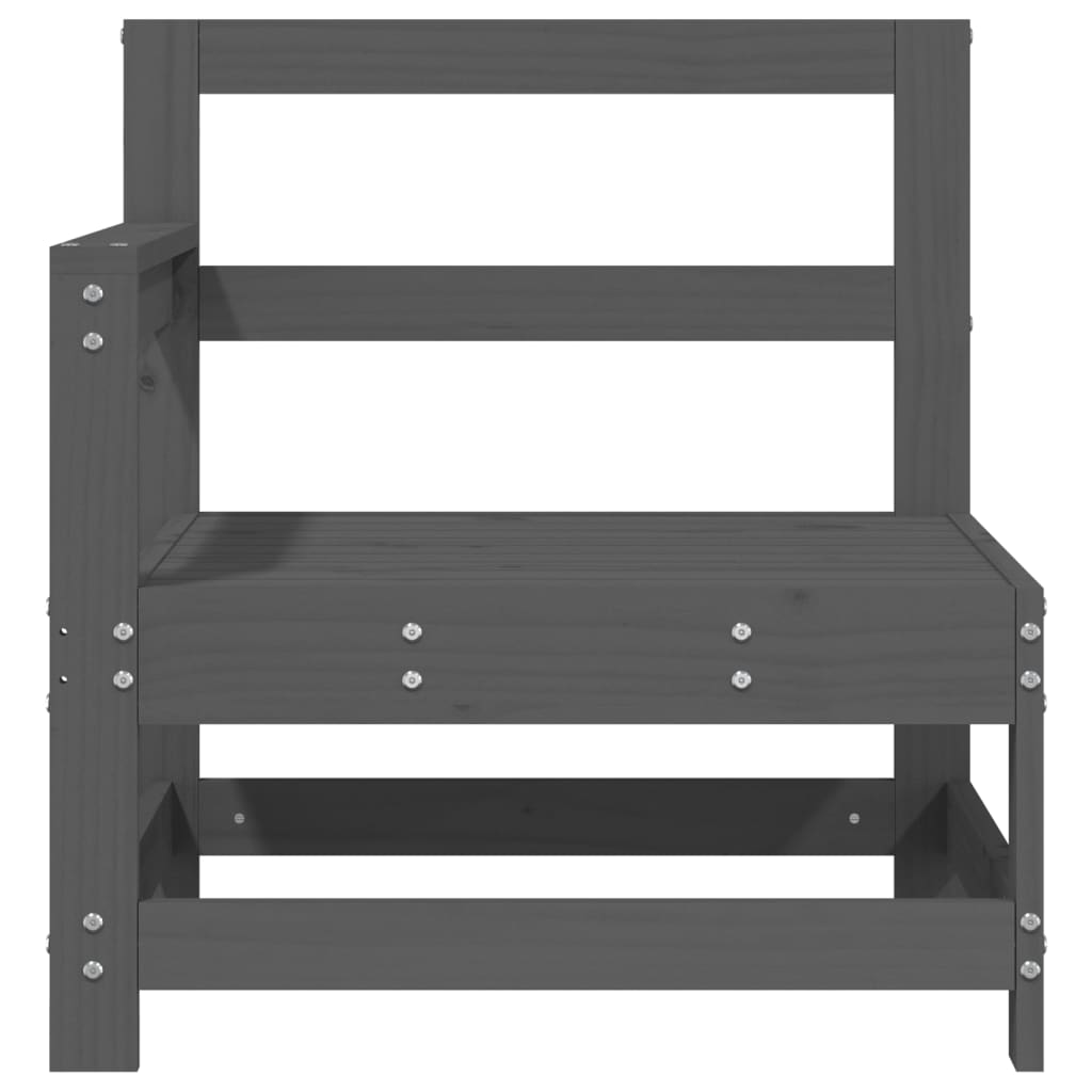 Sofás de canto para jardim 2 pcs madeira de pinho maciça cinza - Image 3
