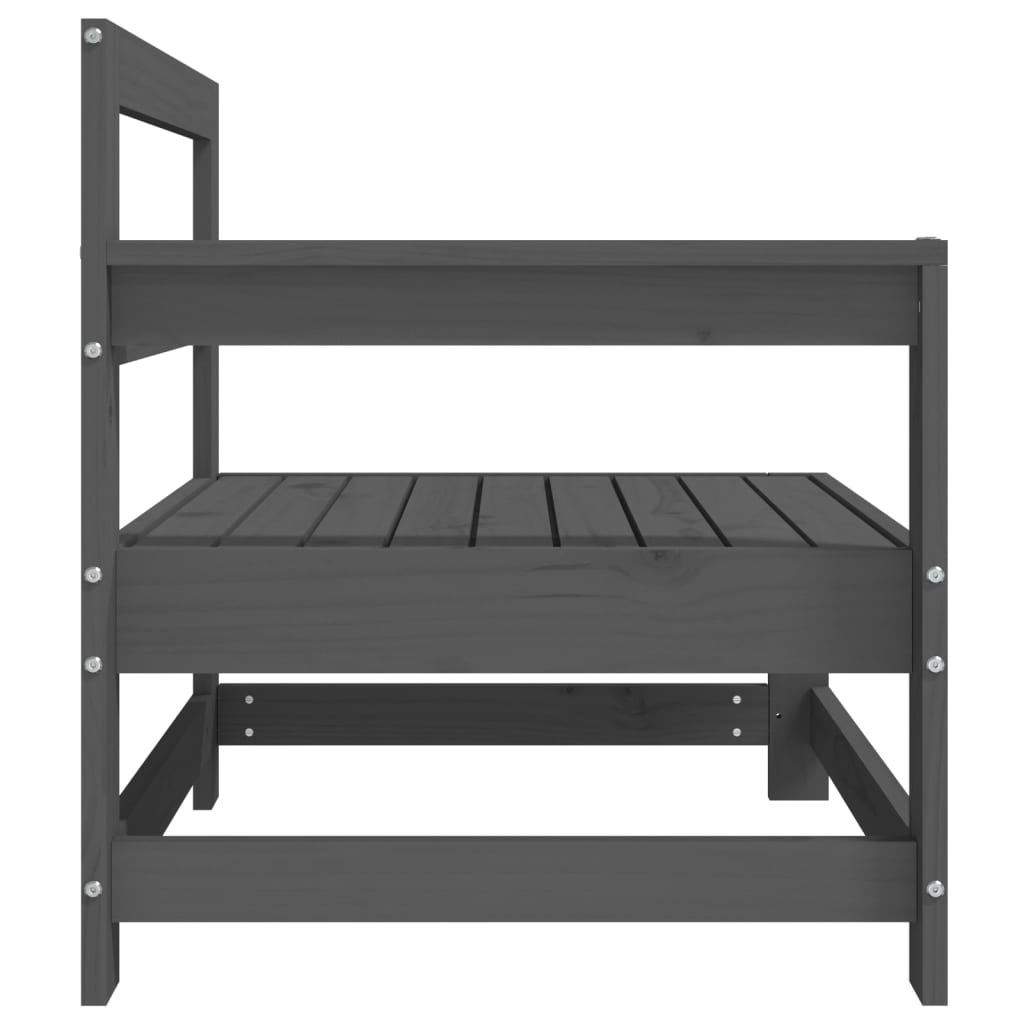Sofás de canto para jardim 2 pcs madeira de pinho maciça cinza - Image 4