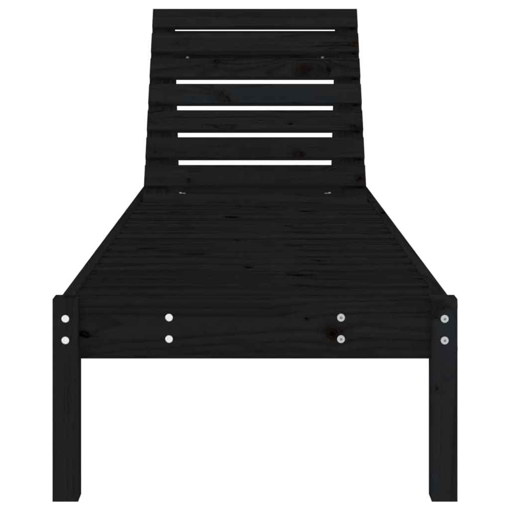 Espreguiçadeiras 2 pcs 199,5x60x74 cm pinho maciço preto - Image 3
