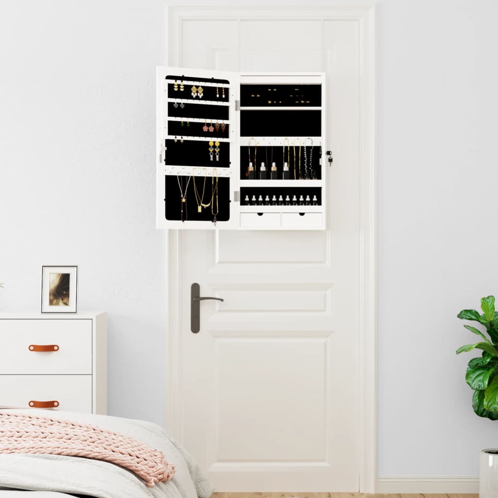 Móvel para joias de parede espelhado com luzes LED branco - Image 2