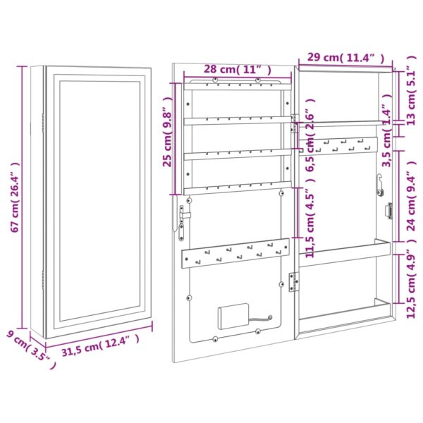 Móvel para joias de parede espelhado com luzes LED - Image 11