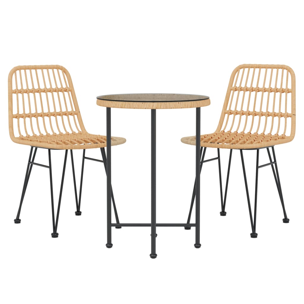 3 pcs conjunto de jantar para jardim vime PE - Image 2