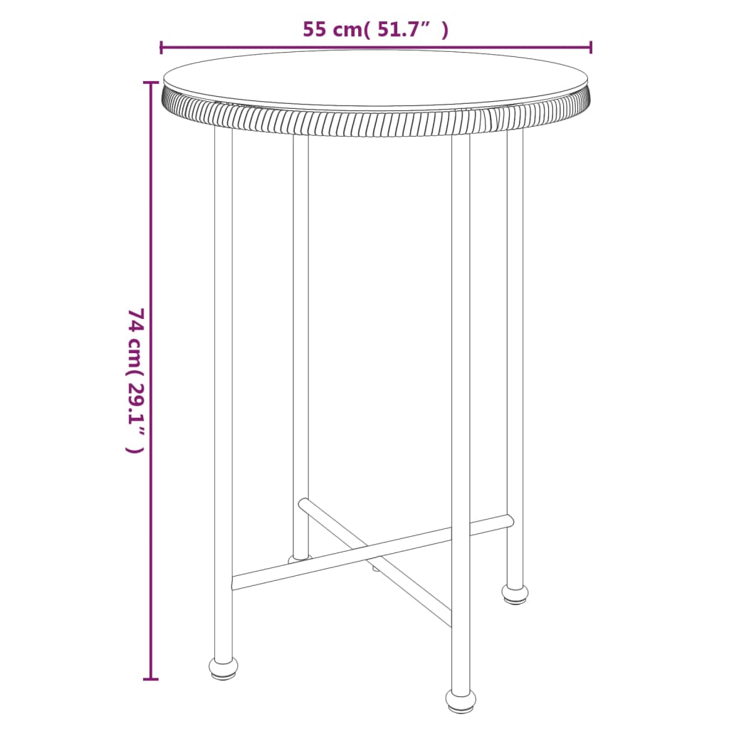 3 pcs conjunto de jantar para jardim vime PE - Image 10