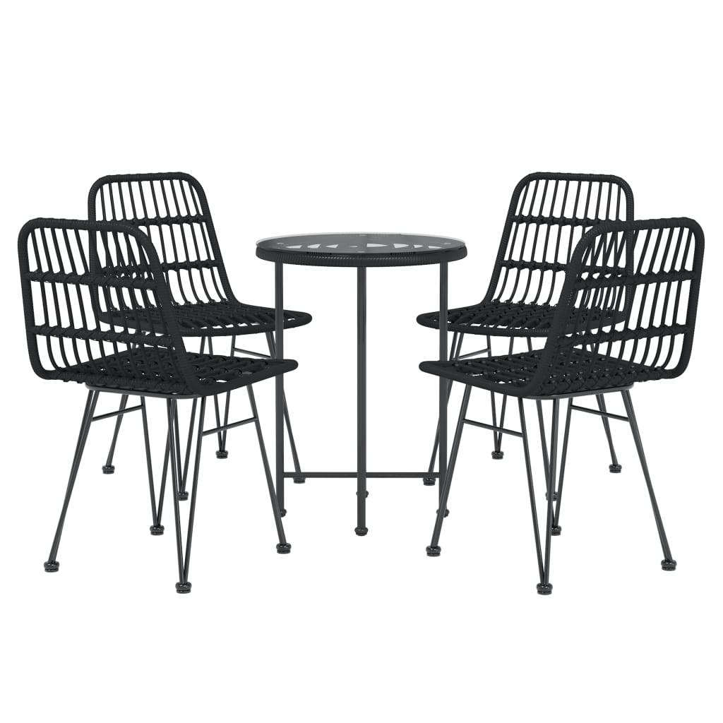 5 pcs conjunto de jantar p/ jardim vime PE preto - Image 2