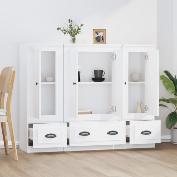 Aparadores altos 3 pcs derivados de madeira branco - Image 2