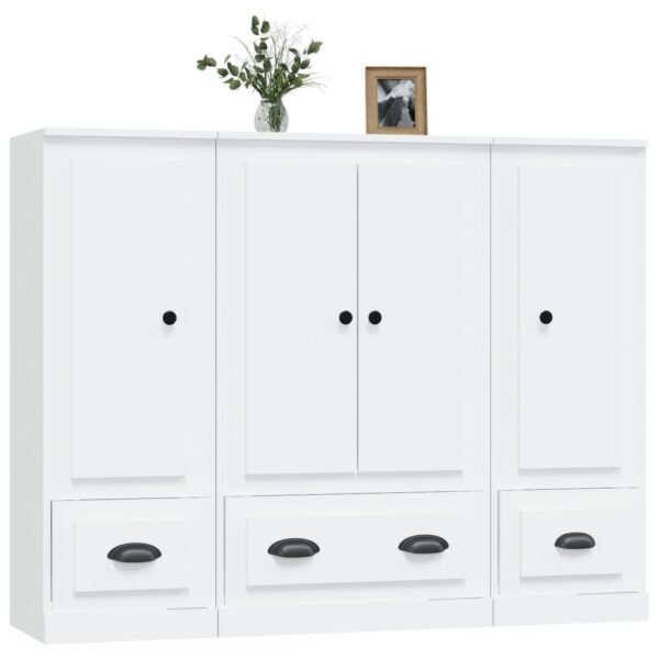 Aparadores altos 3 pcs derivados de madeira branco - Image 3