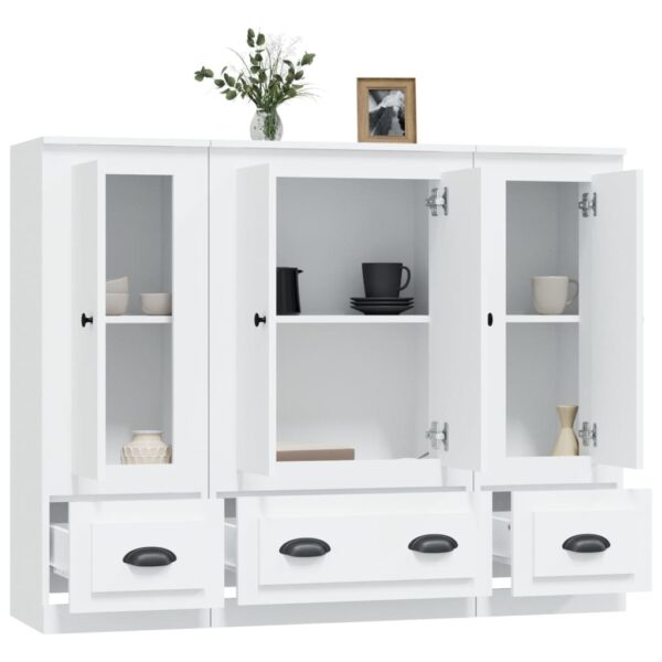 Aparadores altos 3 pcs derivados de madeira branco - Image 4