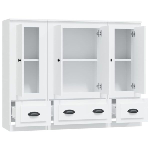 Aparadores altos 3 pcs derivados de madeira branco - Image 5