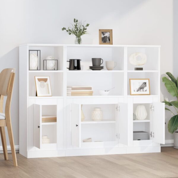 Aparadores altos 3 pcs derivados de madeira branco - Image 2