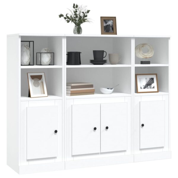 Aparadores altos 3 pcs derivados de madeira branco - Image 3