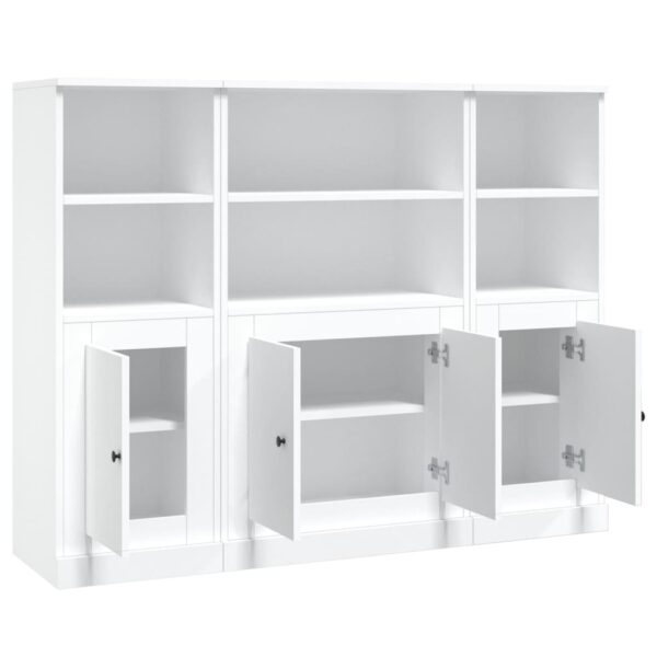 Aparadores altos 3 pcs derivados de madeira branco - Image 5