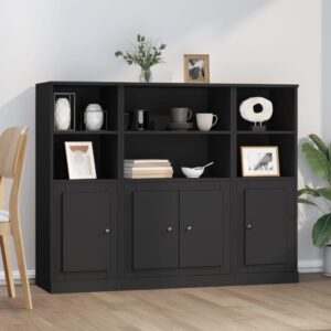 Aparadores altos 3 pcs derivados de madeira preto