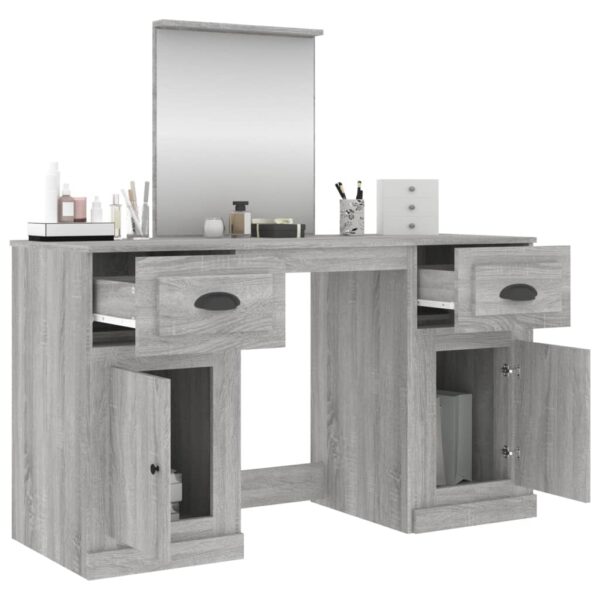 Toucador com espelho 130x50x132,5 cm cinzento sonoma - Image 4