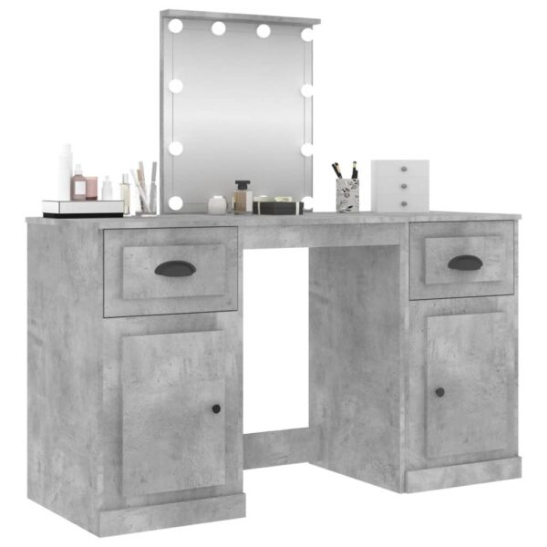 Toucador com luzes LED 130x50x132,5 cm cinzento cimento - Image 3