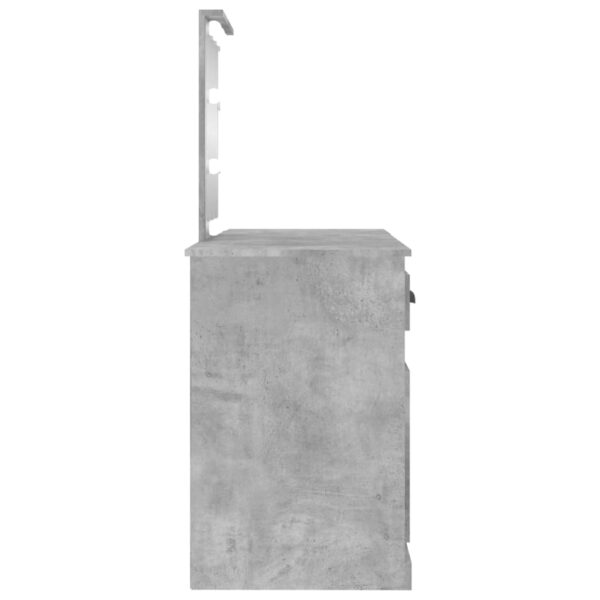 Toucador com luzes LED 130x50x132,5 cm cinzento cimento - Image 6