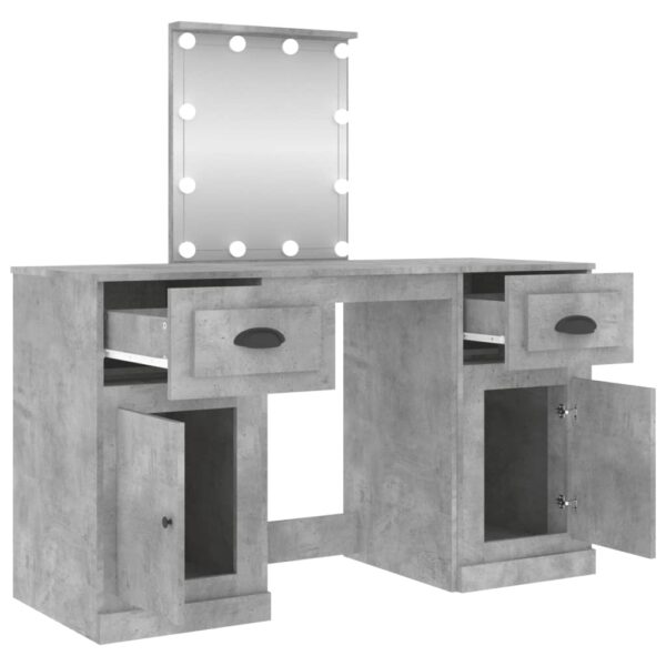 Toucador com luzes LED 130x50x132,5 cm cinzento cimento - Image 7