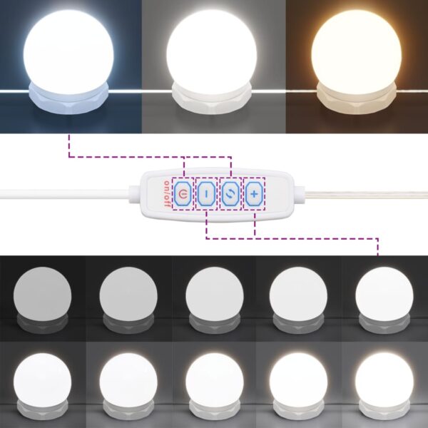 Toucador com luzes LED 130x50x132,5 cm cinzento cimento - Image 8