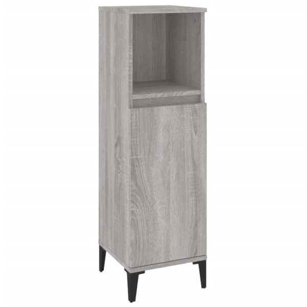 3 pcs conjunto móveis WC derivados de madeira cinzento sonoma - Image 6