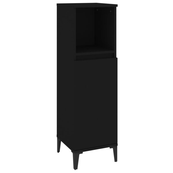 3 pcs conjunto móveis casa de banho derivados de madeira preto - Image 6