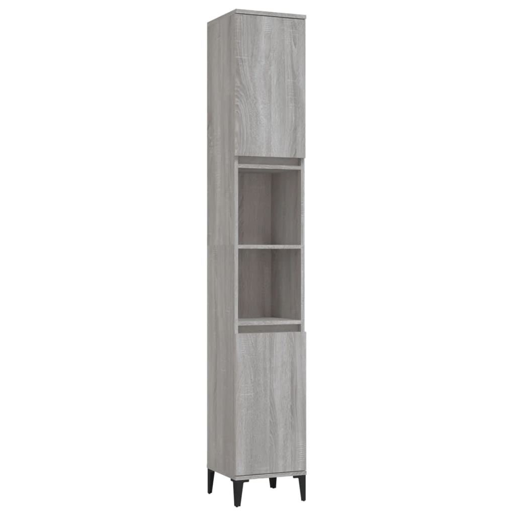 3 pcs Conjunto móveis casa de banho madeira proc. cinza sonoma - Image 5