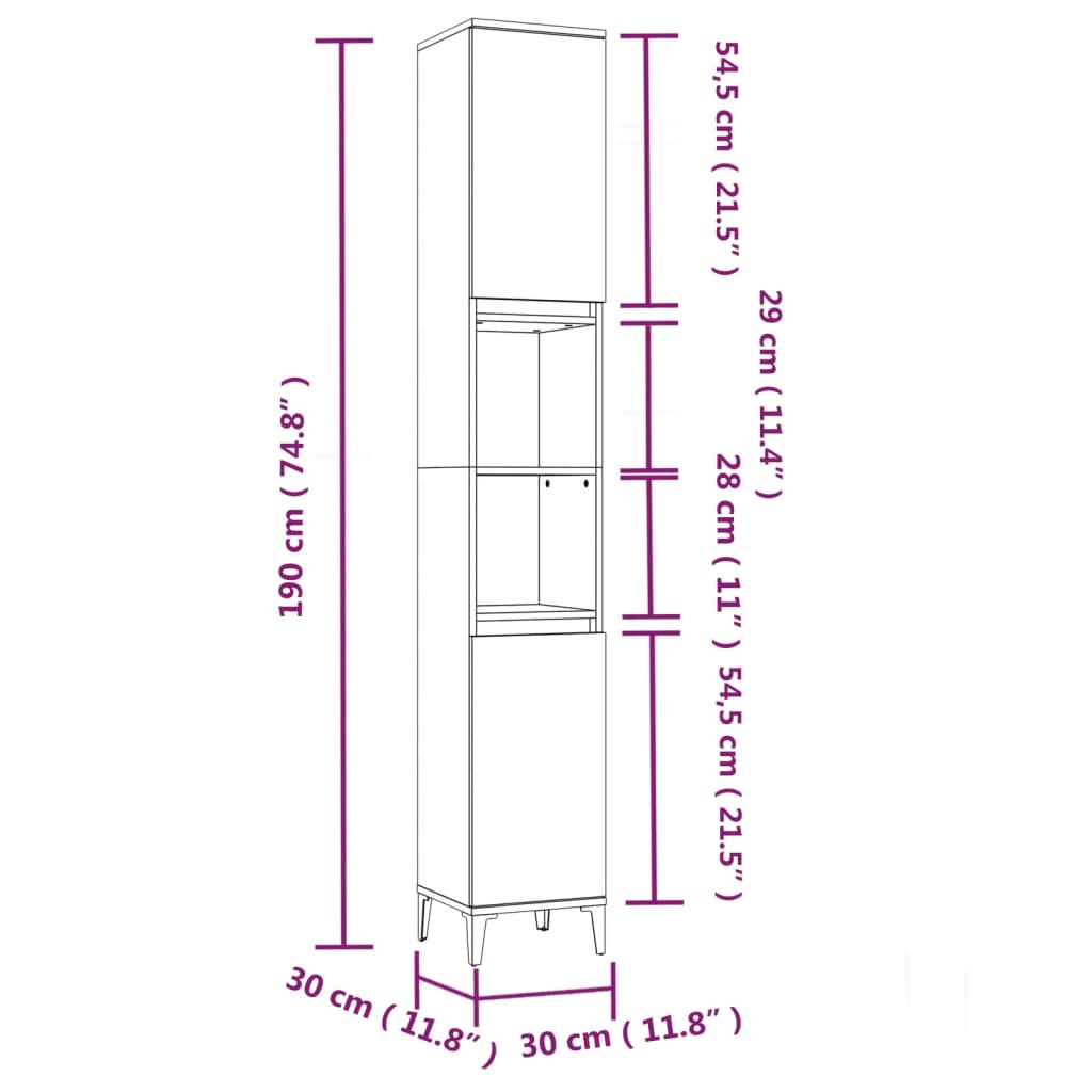 3 pcs Conjunto móveis casa de banho madeira proc. cinza sonoma - Image 9