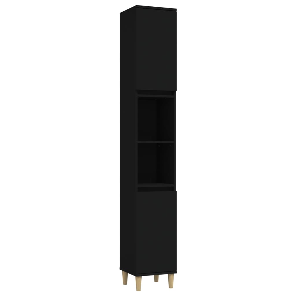 3 pcs conjunto móveis casa de banho derivados de madeira preto - Image 4