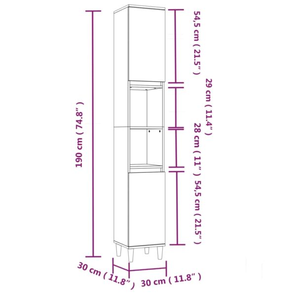 3 pcs Conjunto móveis casa de banho madeira proc. cinza sonoma - Image 9