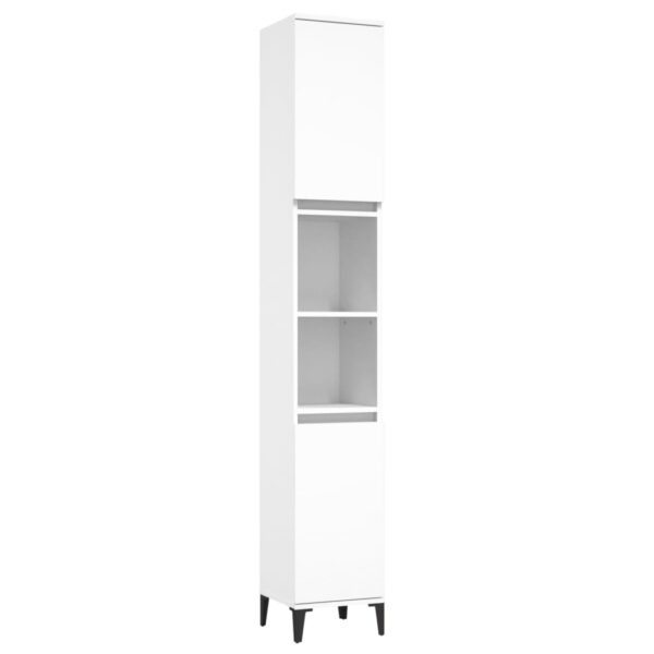 3 pcs conjunto móveis casa de banho derivados de madeira branco - Image 5