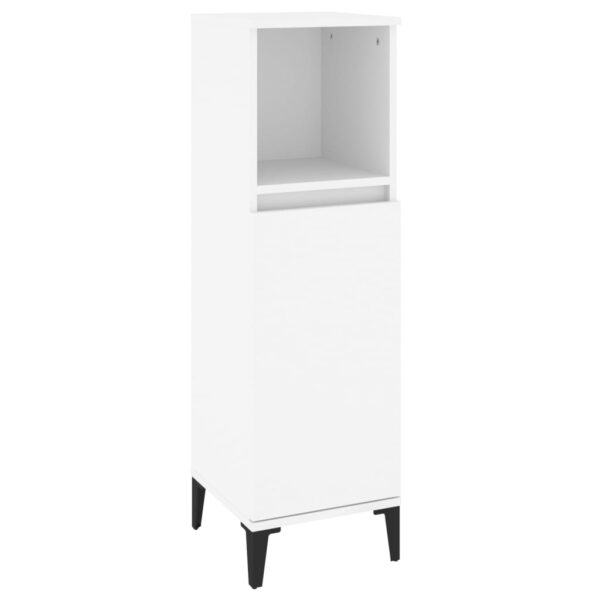 3 pcs conjunto móveis casa de banho derivados de madeira branco - Image 6